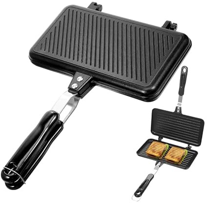 FARYODI Sandwichera De Doble Cara, Tostadora De Aluminio Para Camping, Gofrera, Plegable Para Cocina Y Desayuno