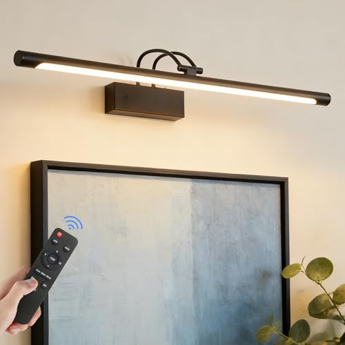 Actask Bilderleuchte Akku Fernbedienung 60cm LED Bildbeleuchtung Kabellos | 3 Farbtemperaturen 8000mAh Wiederaufladbar Batterie Timer Dimmbar 270° Drehbar Wandlicht Innen für Malen Kunstwerke Porträt
