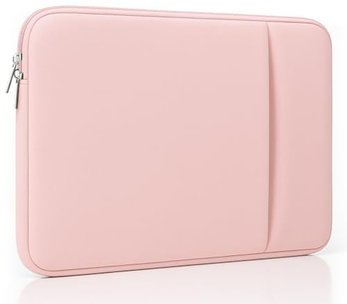 MasiBloom Laptop Sleeve Case for 2026 MacBook Neo 13 Inches | A18 Pro Chip, 2 Pockets, 2 Zipper, Cable Organizer, Portable Bag Accessories (Barely Pink)