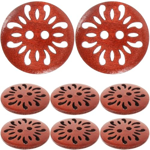 HEANUJJ 50 Pezzi Bottoni Legno Grandi Decorativi a Forma di Crisantemo, Meticolosamente Intagliati e Resistenti, per Progetti DIY e Decorazione di Cappotti in Legno Colore Caffè