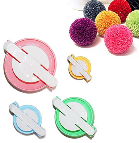 TaleeMall Productieset voor Pompon-4 maten (klein tot Groot) Pompon-Maker breiwerk Loom.