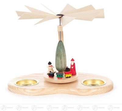 Rudolphs Schatzkiste Pyramide mit Weihnachtsmann und Eisenbahn, für Teelichte Breite x Höhe x Tiefe 21 cmx15 cmx17 cm NEU Erzgebirge Tischpyramide Weihnachtspyramide
