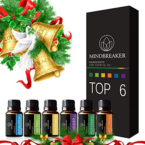 Set di oli essenziali, biologici, per aromaterapia, confezione da 6 boccette di oli essenziali per aromaterapia adatti a tutti i diffusori, da usare in casa, in ufficio, per favorire il sonno o la meditazione; profumi: eucalipto, lavanda, tea tree, limone, arancia dolce, menta piperita (etichetta in lingua italiana non garantita)