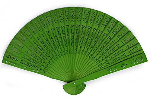 Wooden Hand Fans Colour Dyed Spray Painted Natural Wood Chinese Folding Fans (Dark Green)