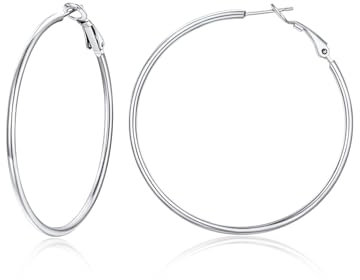 Suplight Creolen 50mm Damen Ohrringe Edelstahl Geometrische Runde Kreis Ohrringe minimalistische Ohr Piercing Ohrschmuck für Frauen Mädchen Geburtstag Weihnachten