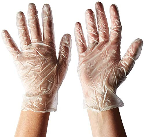 Lot de 100 grands gants jetables en plastique polyéthylène transparent sans poudre, sans latex et confortables à porter pour nettoyage, cuisine et décoration