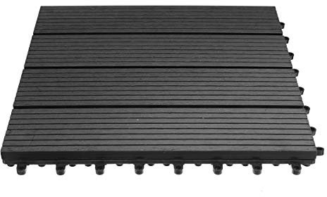 TuToy 12 X 12 Inch 6 Pack Outdoor Four Slat Wood-Plastic Composite Interlocking Decking Tile Anti-Skid Swimming Pool Floor Mat