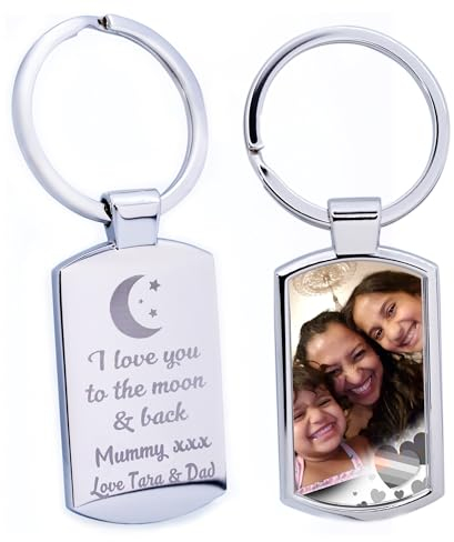 Personalised Photo Keyring Custom Keychain Engraved Keyrings Gift for Mum, Dad, Grandparents Perfect for Birthdays, Mother's Day, Father's Day, Anniversaries,Christmas keepsake Present for wedding