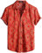 VATPAVE Herren Hawaii Hemd Männer Kurzarm Sommer Freizeithemd Casual Strand Blumen Hawaiihemd Groß Rot Gelb