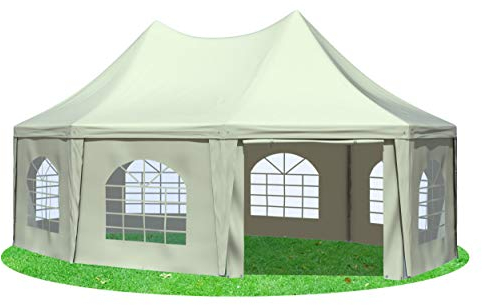 Stabilezelte Gartenpavillon 5x6,8m mit Seitenteilen Arabica Pagodenzelt 8-eck PVC BEIGE
