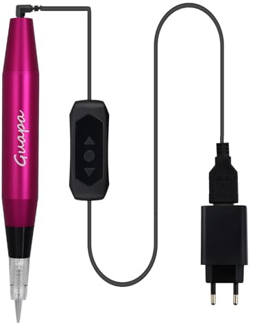 Multifunktions Microblading Tätowiermaschine Permanent Makeup Maschine Tätowierstift mit 20 Stück Patronennadeln für Augenbrauen Eyeliner Lippen (Rot)