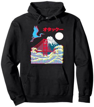 Mt. Fuji Golden-Gate-Bridge Japon Esthétique Katakana OTAKU Sweat à Capuche