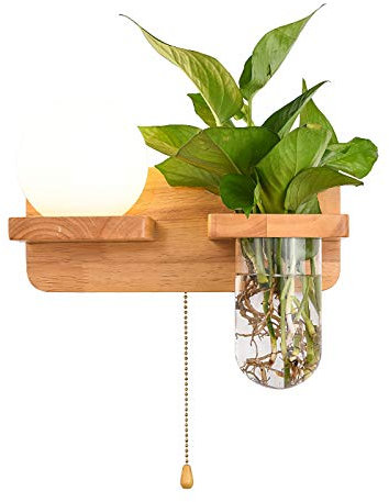 MYALQ Applique Murale Plante Verte Nordique, Laissant Passer la Lumière en Verre Lampe Murale, Lampe de Mur Interieur Décoratif, Lampe de Mur Lampe de Chevet pour Salon Chambre Couloir