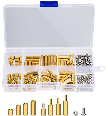 Distanziale Esagonale in Ottone M2.5 Maschio Femmina Standoff Viti e Dadi in Acciaio Inossidabile Assortimento Kit con Scatola Portaoggetti 180 pezzi