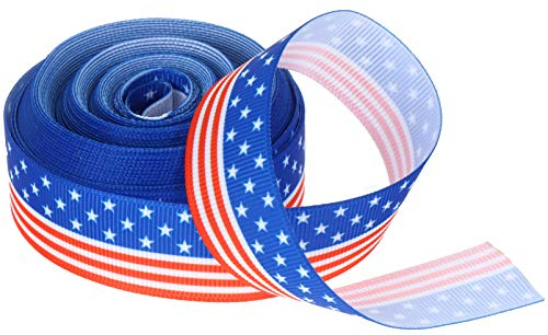VALICLUD 1 Rolle USA Flagge Band Stoff Verpackung Band Patriotischen Unabhängige Tag Handwerk für DIY Kranz Bögen Trimmt Haar Zubehör 2. 2Cm Breite