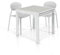 Table extensible jusqu'à 180 cm, moderne, plateau en verre blanc, base en métal blanc, dimensions 90 x 90 x 75 cm.