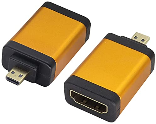 AAOTOKK Micro HDMI zu HDMI Adapter(D-Typ) Micro HDMI Männlich zu HDMI Weiblich Koppler,Passend für 4K 60Hz Micro HDMI Port Stecker Geräte,Kompatibel GoPro Hero.(2-Stücke) (Orange)