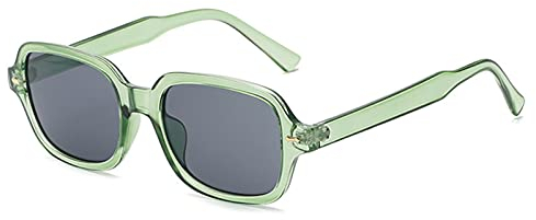 YOJUED Vintage Rechteck Ovale Sonnenbrille Damen Herren Gelb Gradient Brille Retro Tinted Sunglasses UV 400 Schutz (Grün)