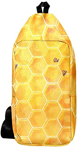 EZIOLY Watercolor Hive Schulter-Rucksack Sling Bag Crossbody Bag Reise Wandern Tagesrucksack für Männer Frauen