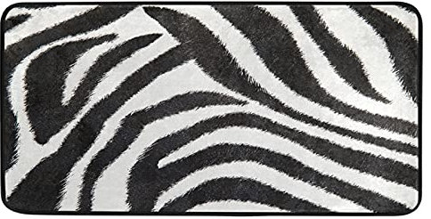 TropicalLife Animal Zebra Skin Print Door Mat Runner Rug Indoor Outdoor Non Slip Kitchen Washable Entryway Area Rug for Bedroom Living Room Long Floor Mat