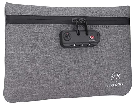 FIREDOG Smell Proof Bags with Combination Lock for Travel Storage (9.5 x 6.5 Inch,Gray)
