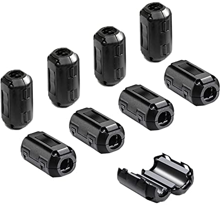 Aiqeer 8 Stück Ferrite Ring Cores, Ferrit Ringkern Cable-Clip, RFI EMI Entstörfilter Ferritfilter, Klappferrit Ferritkern, Anti-Interferenz Hochfrequenzfilter (7 mm Innendurchmesser)