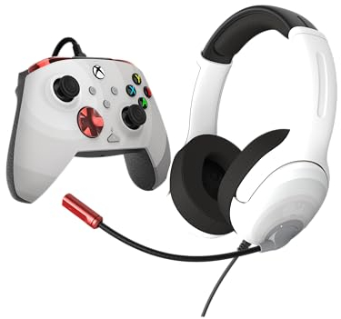 PDP XBX BUNDLE Rematch CONTROLLER and Airlite verkabelt Kopfhörer Radial weiß für Xbox Series X|S, Xbox One, Offiziell Lizenziert
