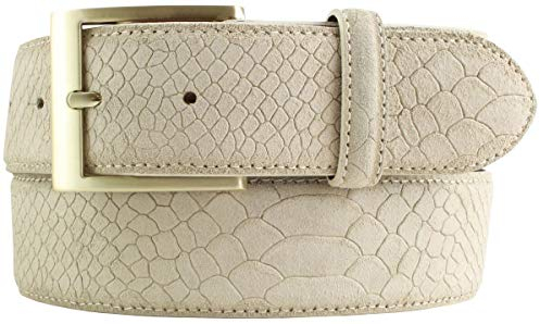 BELTINGER Gürtel mit goldener Gürtelschnalle und Pythonprägung 4 cm | Leder-Gürtel 40mm Schlangen-Optik |Schlangen-Muster | Mist 100cm
