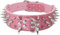 haoyueer Hundehalsband mit scharfen Nieten, 5,1 cm breit, stilvolles Leder-Hundehalsband für mittelgroße und große Hunde, Pitbull, Labrador, Boxer, Rottweiler, Deutscher Schäferhund, Größe L, Rosa