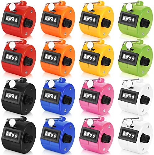 Kathfly 16 Pcs Handheld Clicker Counter 4 Digit Mechanical,Multicolor
