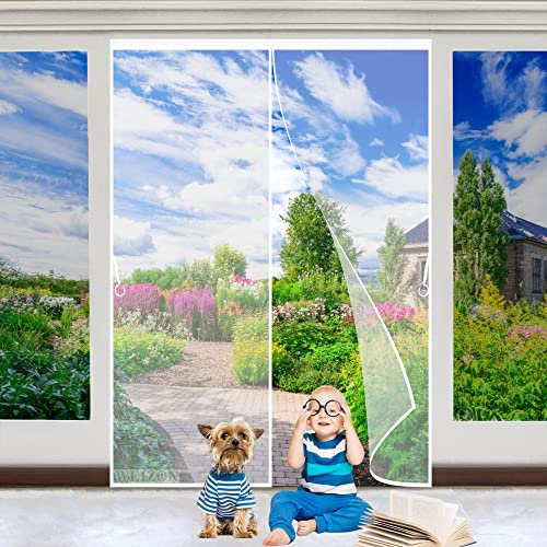 Magnetic Screen Windows Mesh White 180x215cm Reinforced Heavy Duty Insect Window Screen - Easy to InstallEasy to Install Without Drilling - Unique Hook Design