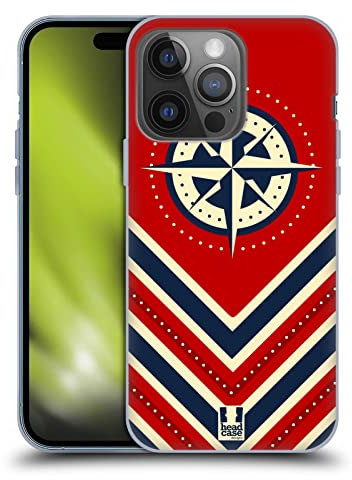 Head Case Designs Brújula Nautique en Zigzag Caso de Gel Suave Compatible con Apple iPhone 14 Pro