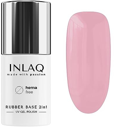INLAQ® 2in1 Rubber Base Gel UV HEMA Free Nectar 6 ml - Gel Nagellack bis zu 95% Deckkraft Base Gel für Nagellack UV - Hardgel für Nägel Basisgel