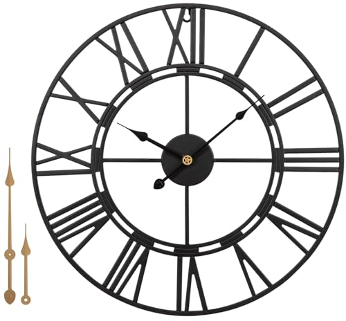Warminn Wanduhr Groß Ohne TickgeräUsche Lautlos Römische Ziffer Quarz Batterie Betriebene Wanduhr Einfach zu Lesen für Zimmer Zuhause KüChe Schlafzimmer Büro Schule (40cm)