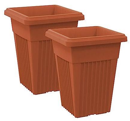 simpa Sovereign Pillar Upright Planters 32cm TERRACOTTA - Set of 2