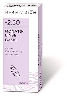 MAGNIVISION Monatslinse Basic weiche Kontaktlinsen für -4,00 Dioptrien | 1 Stück | BC 8.6 | DIA 14.2 | Kontaktlinse mit Hydrogel und UV-Filter für empfindliche Augen | ohne Konservierungsstoffe