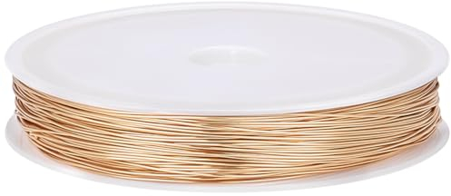 Beebeecraft Filo di Rame per Artigianato, Calibro 24, 0.5 mm, 50 Metri, Placcato in Oro 18K, 164,(5) m, Rotondo, Lucido, Resistente All'Appannamento, con Una Bobina per La Creazione di Gioielli
