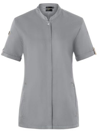 Karlowsky Damen Kochjacke Green-Generation Kurzarm Druckknöpfe Modern Fit Polyester/Baumwollmix Oeko-TEX® nachhaltig Platingrau - Größe 38