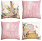 Artoid Mode Happy Easter Honny Bunny Hase Blumen Ostereier Ostern Kissenbezüge 4er Set, 40x40 cm Frühling Zierkissenbezug Couch Wohnzimmer Deko