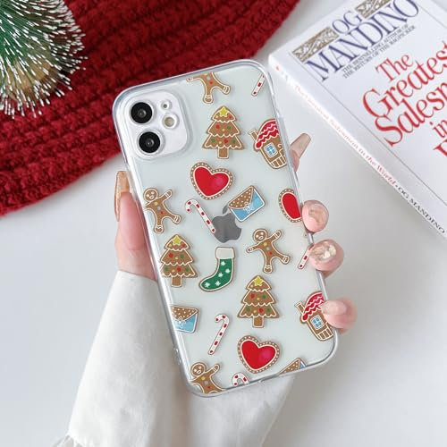 ZTOFERA Weihnachten Handyhülle für iPhone 11, Durchsichtige Transparente Weiche TPU Silikon Hülle mit Aesthetic Christmas Motiv Design für Mädchen Frauen Stoßfest Schutzhülle, Lebkuchenmann