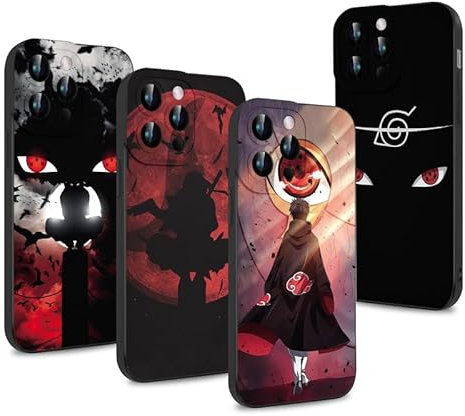 PBNDJVG 4 Stück Handyhülle für Apple iPhone XR 6.1'' Anime Uchiha Sasuke Itachi Manga Muster Design Junge Case All Inklusiv Linsen Schutzhülle Stoßfest TPU Silikon Weich Ultra Dünn Cover, 01