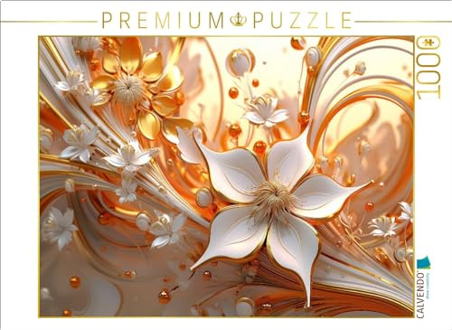 CALVENDO Puzzle Edle Blüten in orange und Gold | 1000 Teile Lege-Größe 64 x 48 cm Foto-Puzzle für glückliche Stunden
