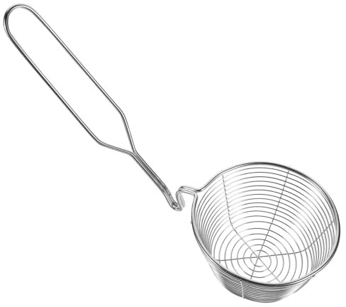 HOLIDYOYO Colador De Cocina Con Cesta De Acero Inoxidable Adecuado Para Fideos y Aceite Colador De Malla Fina Mango Largo Utensilio Práctico