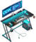 ODK Gaming Desk with LED Lights & Power Outlet, Gaming Table with Cup Holder and Headphone Hook, Double Z Frame Design Computer Desks, Carbon Fiber Black PC Desk 120 cm