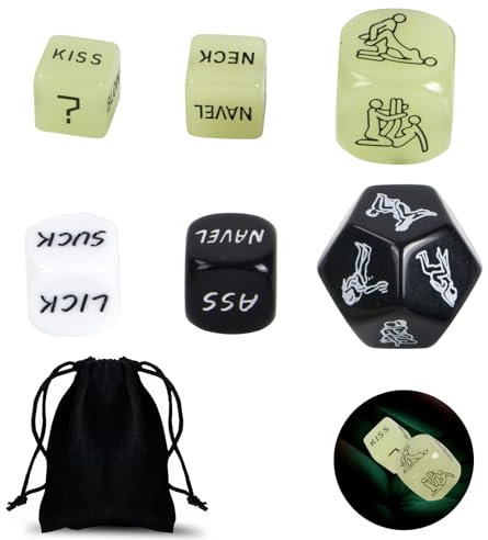 Qoosea 6 pièces Sexuels Dés pour Couples, Jouets et Jeux Érotiques pour Adultes, Sex Dice avec Sac de Rangement, Jouets Sexuels pour Couple Cadeau Parfait