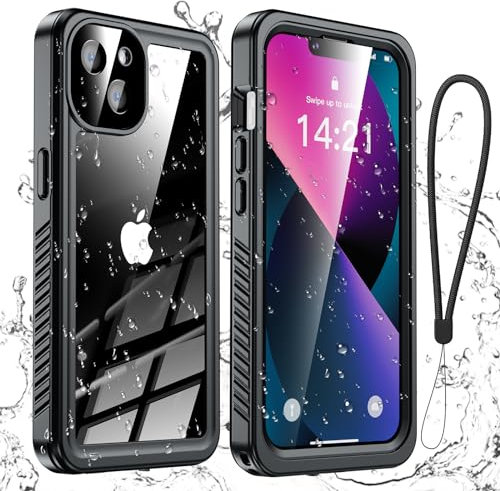Aekyiwot Handyhülle für iPhone 13 Hülle, IP68 Wasserdicht Schutzhülle für iPhone 13 Hülle, 360 Grad Full Case für iPhone 13 Stoßfest Sturzfest, Schwarz