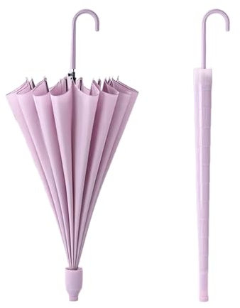 Honey & Thyme Sturmfester Regenschirm mit integrierter Hülle – 16 Rippen, 120 cm Durchmesser, 88 cm Höhe, 460 g, 190T Pongee Stoff, Fiberglas-Rahmen, Stahl-Stiel (Lilac)