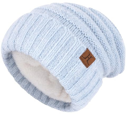 ZASFOU Damen Winter Mütze Beanie mit Fleecefutter Warme Kunst Nerz Samt Wintermütze Thermo Strickmütze Mützen für Frauen Geschenk