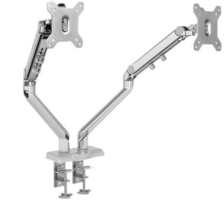 Monitor Halterung Dual-Monitor-Halterung for 17-32-Bildschirme, Monitor-Tischhalterung mit mechanischer Feder, vollständig verstellbarer Dual-Monitor-Arm mit C-Klemme, hält bis zu 19,8 Pfund pro Arm
