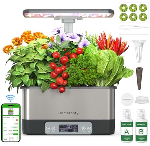 Homeleafy Hydroponics Growing System Kit, 8 Pods Smart Indoor Herb Garden with WiFi App Control, Seeds Pod Kit,LED Grow Light,Stainless Steel Herbs Planter for Lettuce,Basil,Gardening Gifts